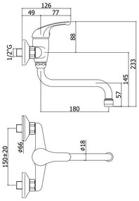 Paffoni Apollo 3 Apm3164 Miscelatore Lavello A Muro Con Canna Ad S Cromo