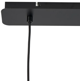 Lampada a sospensione Japandi nera con paralume in tessuto marrone a 2 luci - Bida