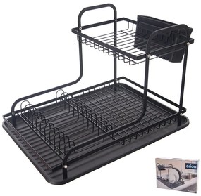 Scolapiatti a due livelli in metallo nero 42,5x32 cm Radka - Orion