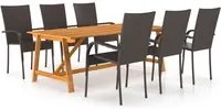 Set Mobili da Pranzo per Giardino 7 pz Marrone 3068806