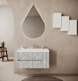 Mobile bagno con lavabo L 100 x H 50.5 x P 40 cm grigio antico in mdf, 1 anta 2 cassetti per vasca centrale Portofino