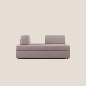 Liberty divano con pouf estraibile e schienali movibili in tessuto morbido impermeabile T02 rosa