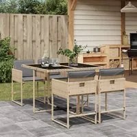 Set Pranzo da Giardino 5 pz con Cuscini Beige Misto Polyrattan 3278027