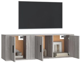 Set Mobili Porta TV 2 pz Grigio Sonoma in Legno Multistrato