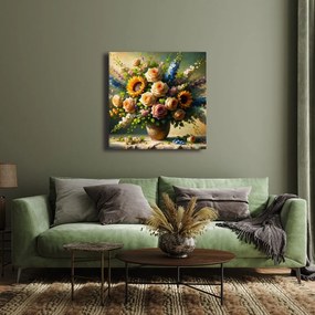 Quadro su tela – Bouquet di rose e girasoli