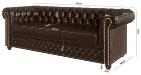 Divano letto marrone scuro in similpelle 203 cm York - Ropez