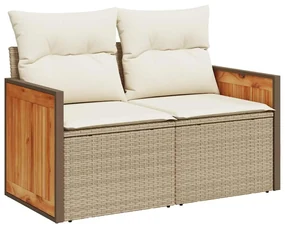 Set divani da giardino 7 pz con cuscini beige polyrattan acacia