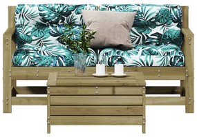 Set divani da giardino 3pz con cuscini legno impregnato di pino