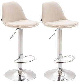Set Di 2 Sgabelli Da Bar Kiel İn Tessuto Con Seduta İn Morbido Tessuto E Struttura İn Metallo Con Finitura Cromata / Creme