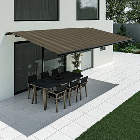 Tenda da sole marrone a righe, modello Basic senza cassonetto, 2400 x 1500 mm, con manovella, configurazione individuale