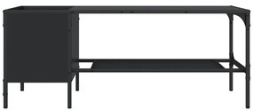 Tavolino salotto con ripiano nero 100x51x40cm legno multistrato