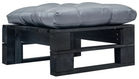 Ottomana Pallet Da Giardino Con Cuscino Grigio İn Legno Nero /