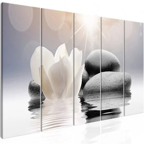 Quadro Pebbles in Water (5 Parts) Narrow  Colore Grigio, Dimensioni e Misure 200x80