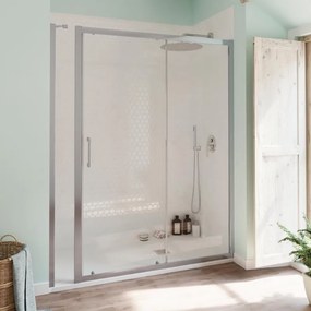 Fisso in linea Bilbao L 30 x H 190cm, Sp. 6 mm vetro vetro senza finitura / trasparente profilo in alluminio cromato