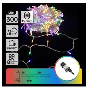 Aigostar - Catena luminosa natalizia da esterno LED RGBY 300xLED/6W/230V 15m IP44