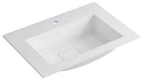 Lavabo a incasso rettangolare L 60.5 x H 14.4 x P 46 cm in resina bianco opaco