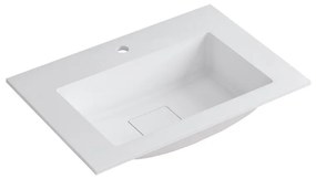 Lavabo integrale a incasso rettangolare L 60.5 x H 14.4 x P 46 cm in resina bianco opaco