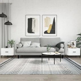 Tavolini Salotto 2pz Bianco Lucido 50x50x40cm Legno Multistrato /