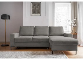 Divano letto in velluto a coste grigio (angolo destro) Lofty Lilly - Miuform