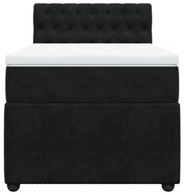 Giroletto a molle con materasso nero 100x200 cm in velluto