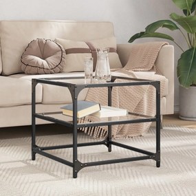 Tavolini Con Piano İn Vetro Trasparente 2 Pz 50x50x45cm Acciaio /