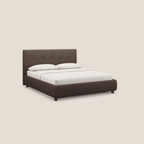 Minato letto imbottito contenitore con testata trapuntata in ecopelle impermeabile T04 marrone