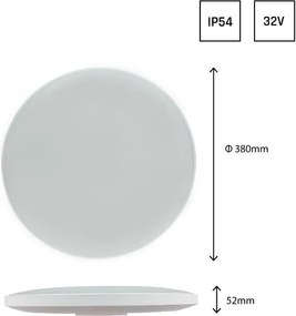 Plafoniera LED 32W IP54 Bianco Variabile CCT Ø380mm Doppia Cornice