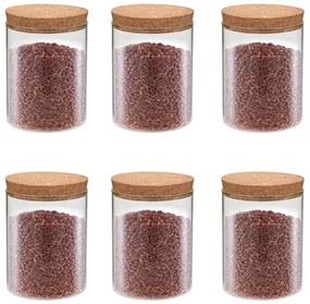 Barattoli İn Vetro Con Coperchio İn Sughero 6 Pz 650 Ml /