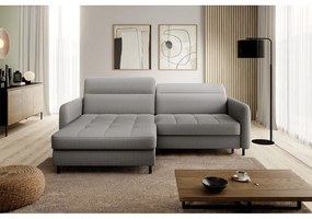 Divano angolare grigio allungabile/con contenitore (con penisola a sinistra/con chaise lounge) e rivestimento in velluto Gomsi – ELTAP