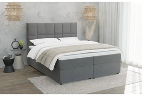 Letto matrimoniale imbottito grigio con spazio contenitivo 140x200 cm Flip - Ropez