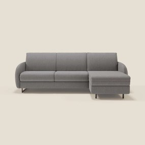 Ninfea Divano Letto Angolare con Penisola Contenitore e Materasso H18 cm - piedini in metallo e Tessuto impermeabile T03 grigio