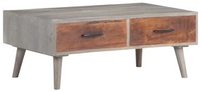 Tavolino Grigio 100x60x40 Cm Legno Massello Di Mango Grezzo /