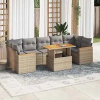 Set Divani da Giardino 7 pz con Cuscini Beige Polyrattan Acacia 3327461