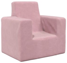 Divano Per Bambini Rosa İn Morbido Peluche /