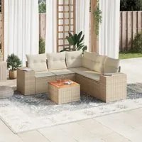 Set Divano da Giardino 6 pz con Cuscini Beige in Polyrattan 3257773