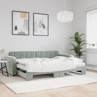 Divano Letto Estraibile Materassi Grigio Chiaro 80x200 Vellutocod mxl 106635