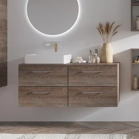 Mobile bagno da 120cm con 4 cassetti e piano per lavabo da appoggio EL-120P4 - KAMALU