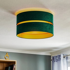 Euluna Duo plafoniera in tessuto verde/oro Ø40cm