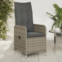 Sedie da Giardino Reclinabili 2 pz e Cuscini Grigio Polyrattan 365687