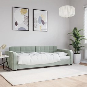 Letto Da Giorno Grigio Chiaro 80x200 Cm İn Velluto /