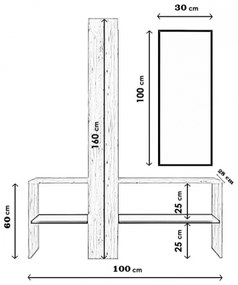 Mobile Ingresso Con Appendiabiti Specchio E Mensole Effetto Legno Aurora