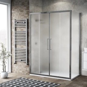 Box doccia con ingresso frontale scorrevole L 140 x H 195 cm, in vetro smerigliato SP. 6 mm, profilo argento cromato Record