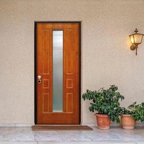 Porta blindata MASTER Look L 80 x H 210 cm con vetro in legno noce/bianco, apertura spingere a destra, falso telaio incluso