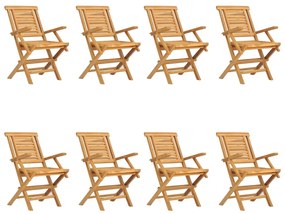 Sedie da Giardino Pieghevoli 8pz 56x63x90cm Legno Massello Teak