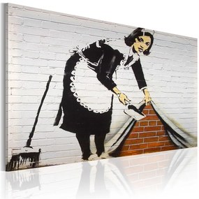 Quadro Donna delle pulizie (Banksy)  Colore Arancione, Dimensioni e Misure 60x40