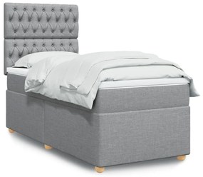 Giroletto A Molle Con Materasso Grigio Chiaro 90x200 Cm Tessuto /