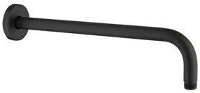 Set doccia a incasso completo nero opaco con braccio 35cm, soffione 25cm, miscelatore e kit doccino Flat