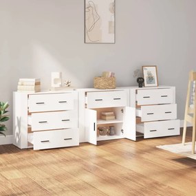 Credenze 3 pz bianco in legno multistrato