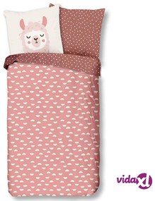 Good Morning Copripiumino per Bambini LAMA 135x200 cm Rosa
