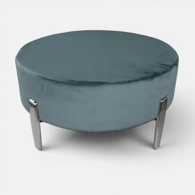 Pouf Rotondo in Velluto Ottanio con Piedini 70 cm - Giotto